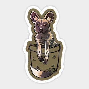 Pocket Cute African Wild Dog Wildlife Sticker